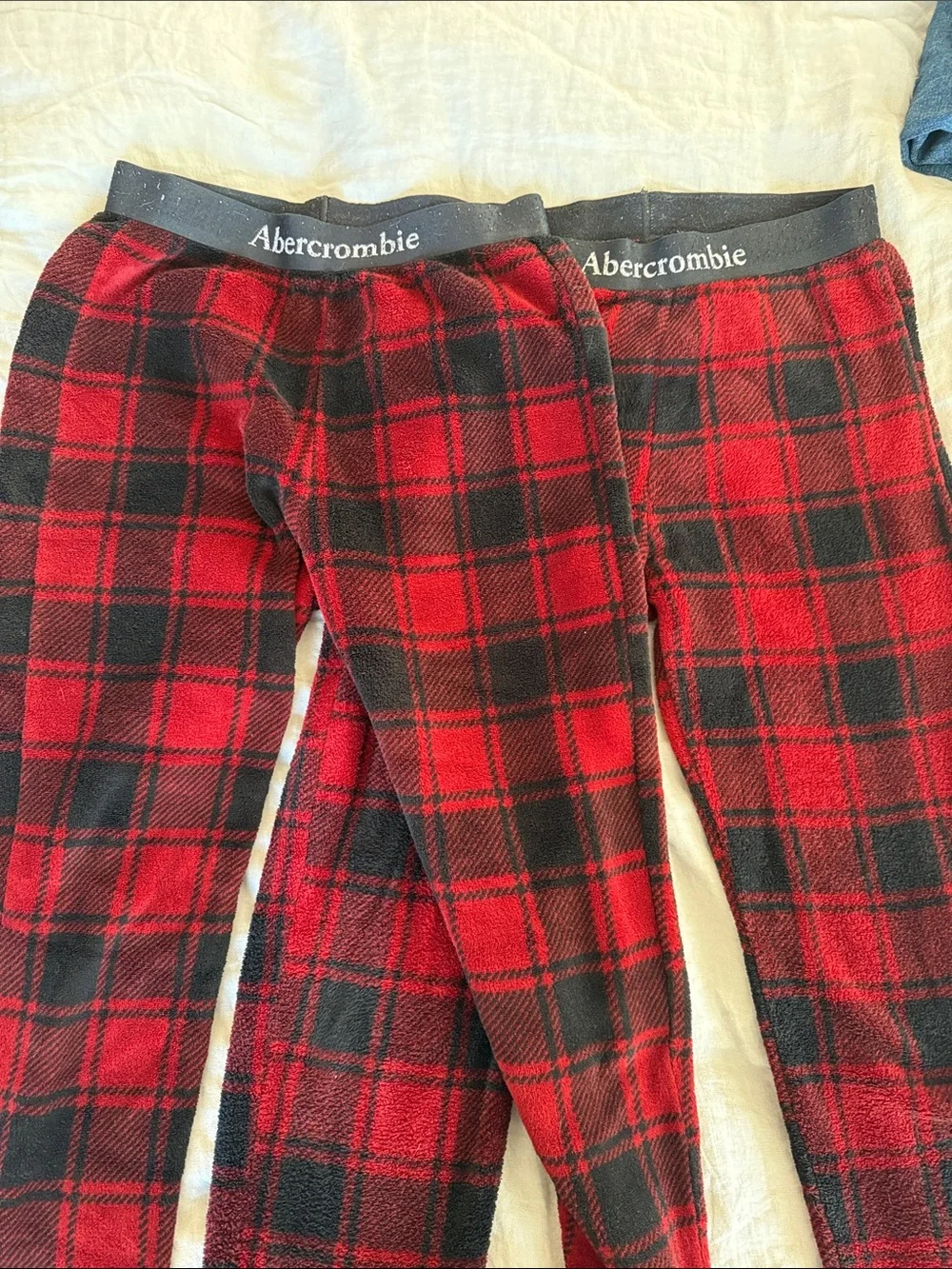 Abercrombie Red & Black Plaid Fleece Pajama Pants